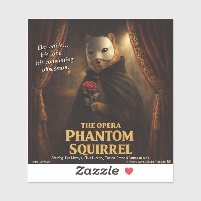 Sticker Parodie de l'Opéra Fantôme Écureuil (Feuille)