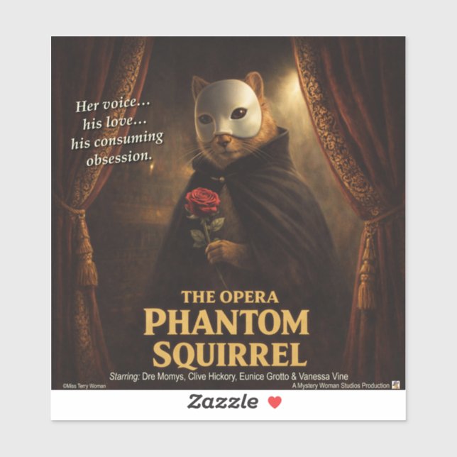 Sticker Parodie de l'Opéra Fantôme Écureuil (Feuille)