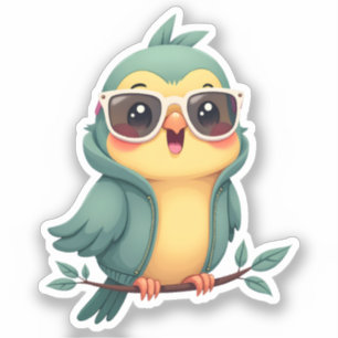Sticker Parrot de la jungle cool Oiseau tropical de Kawa