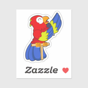 Sticker Parrot en chanteur avec microphone
