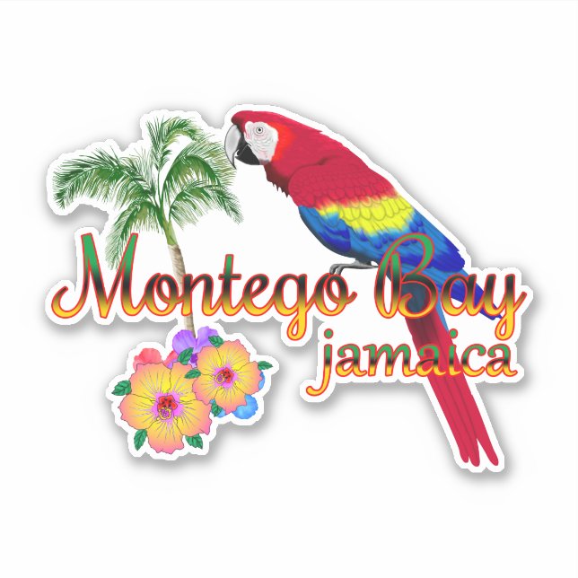 Sticker Parrot tropical de la baie de Montego en Jamaïque (Devant)