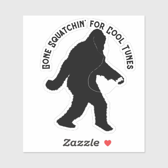 Sticker Parti à la recherche de Squatch avec des écouteurs (Feuille)