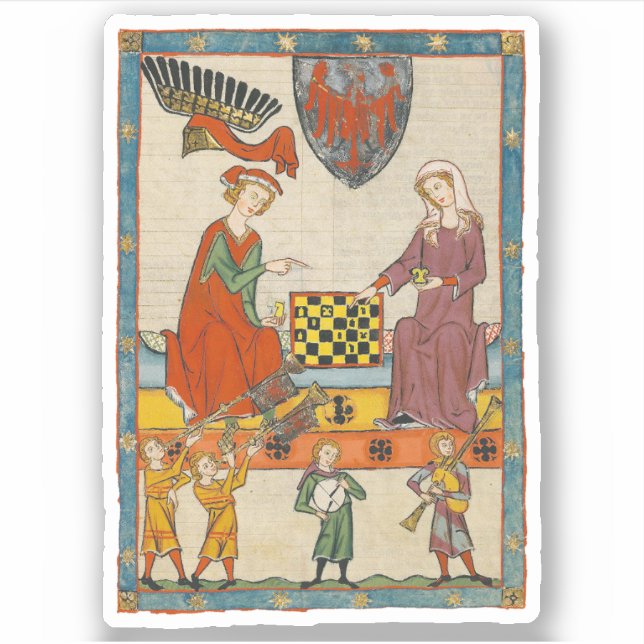 Sticker Partie d'échecs Codex Manesse XIVe siècle (Devant)