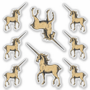 Sticker Parties scintillant d'or Contour magique Unicorne