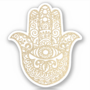 Sticker Parties scintillant d'or Khamsa main Bonne chance
