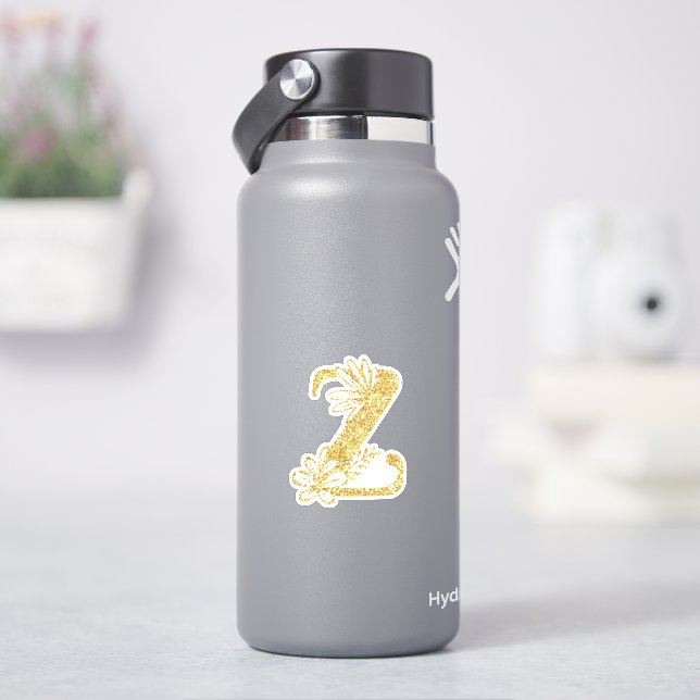 Sticker Parties scintillant d'or Monogramme initial Z Stic (HydroFlask)