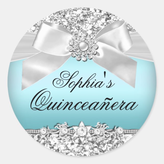 Sticker Parties scintillant et bijoux bleu argent (Devant)