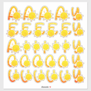 Sticker Parties scintillant Jaune Orange Florale Monogramm