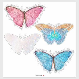 Sticker Parties scintillant papillon bleu rose 4 pc Vynyl