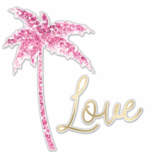 Sticker Parties scintillant rose Palm Tree Gold Love