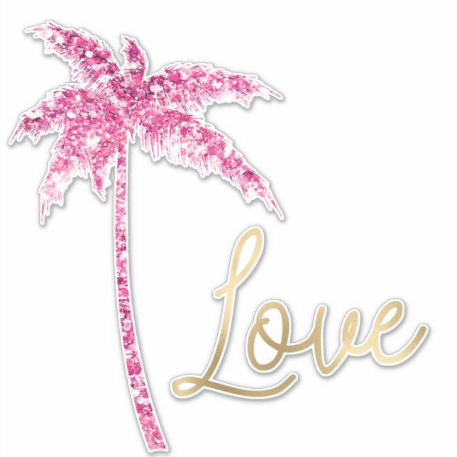 Sticker Parties scintillant rose Palm Tree Gold Love (Devant)