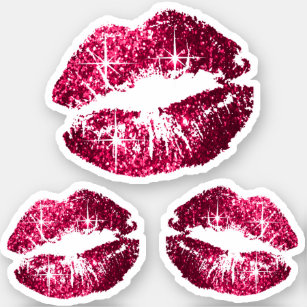 Sticker Parties scintillant roses chaudes - Kiss-Cut