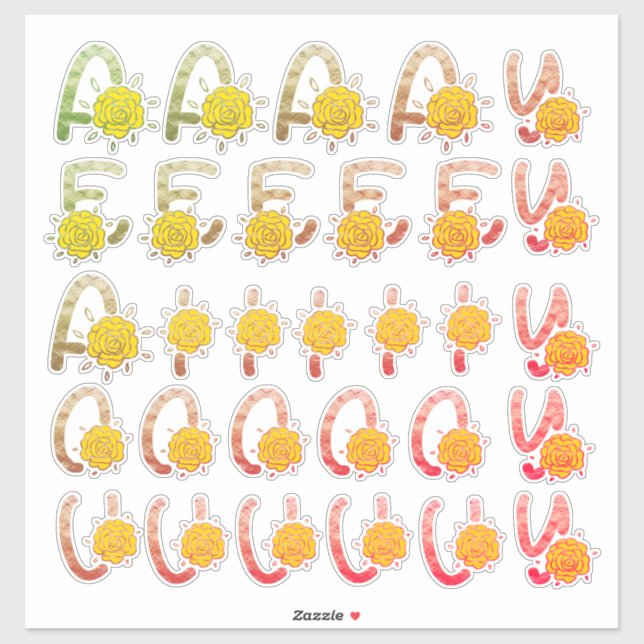 Sticker Parties scintillant Terme Monogramme Floral Vowa A (Feuille)