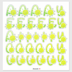 Sticker Parties scintillant Vert Jaune Floral Monogrammes