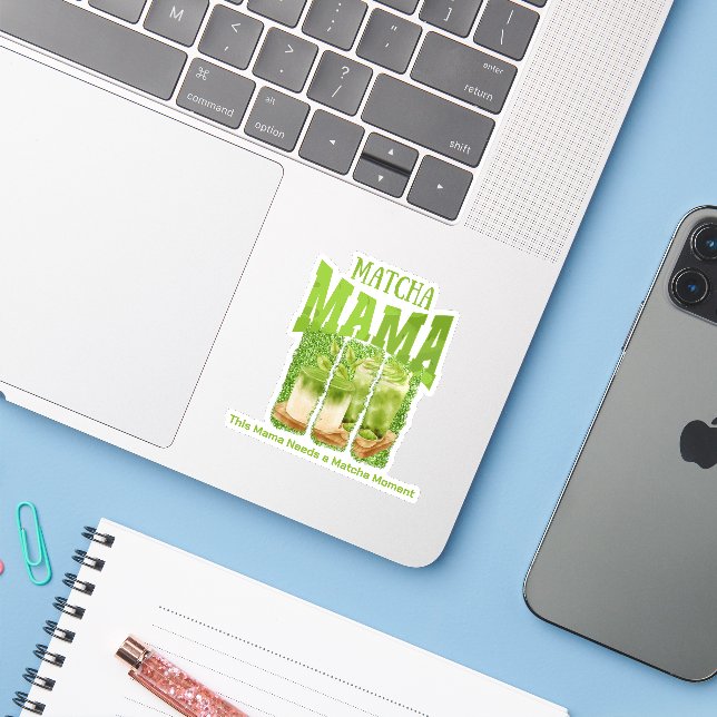 Sticker PARTIES SCINTILLANT verte MATCHA MAMA Brise de pin (Ordinateur portable avec iPhone)