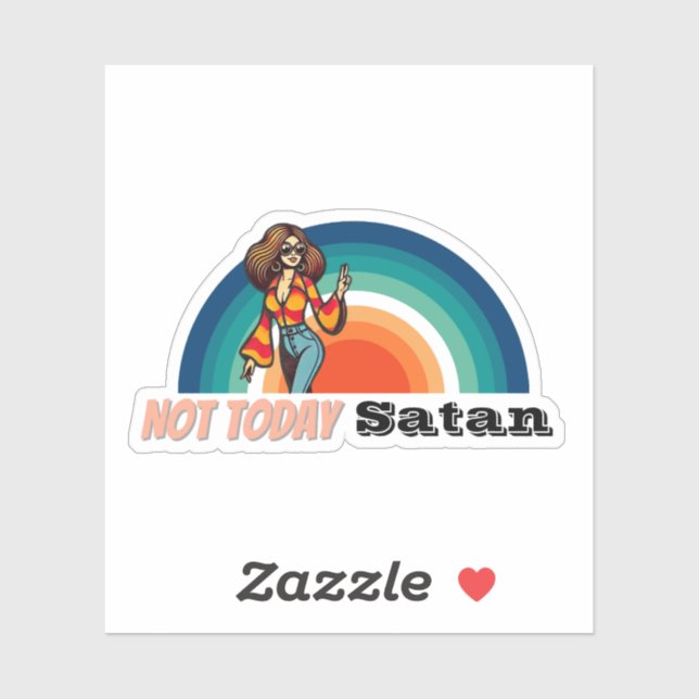 Sticker Pas aujourd'hui Satan Retro (Feuille)