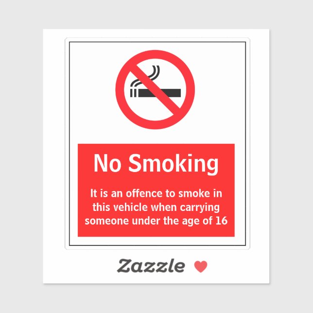 Sticker Pas De Fumage Dans Un Véhicule De Moins De 16 Ans (Feuille)