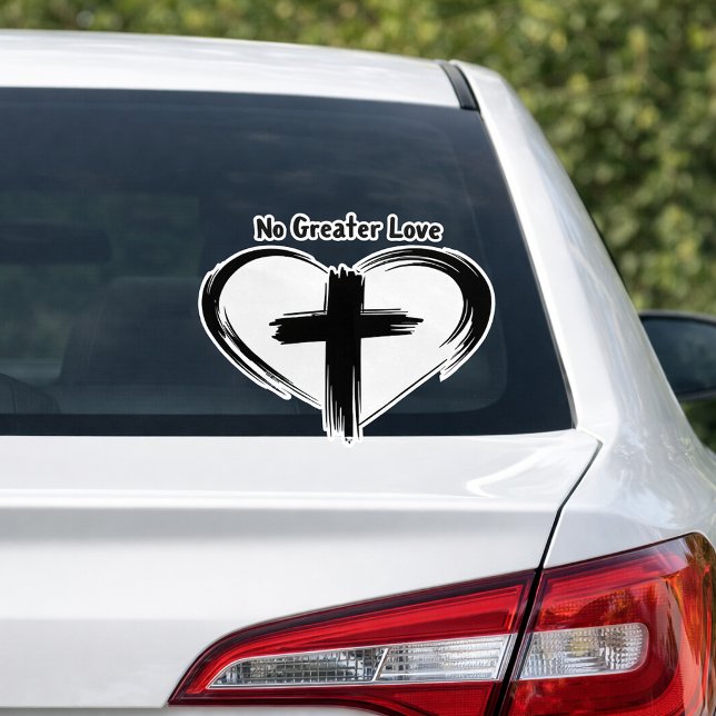 Sticker Pas de plus grand amour Croix Cœur Noir  (Créateur téléchargé)