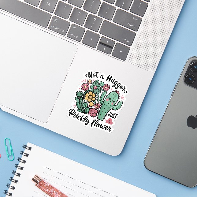 Sticker Pas un gros juste une fleur piqueuse mignonne Cact (Ordinateur portable avec iPhone)