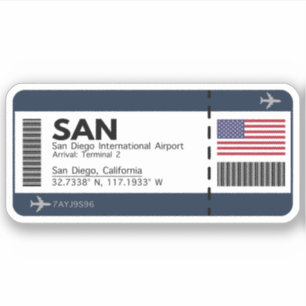Sticker Pass d'embarquement SAN San Diego - Billet Califor