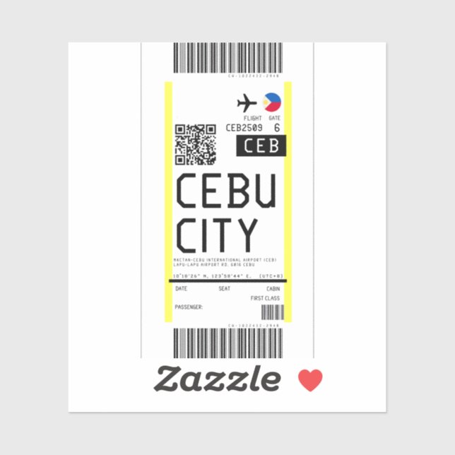 Sticker Passe d'embarquement à Cebu City (CEB) (Feuille)