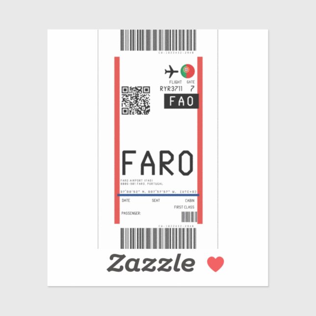 Sticker Passe d'embarquement à Faro (FAO) (Feuille)