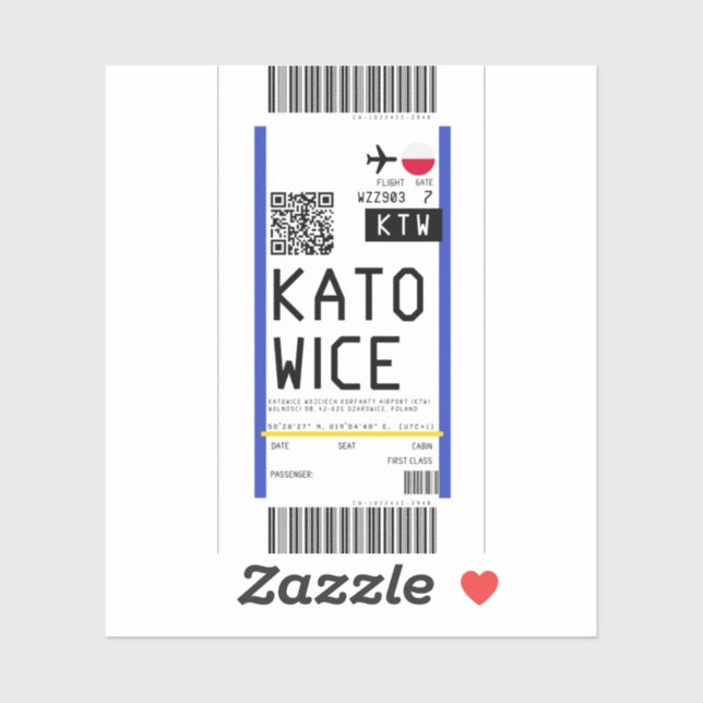 Sticker Passe d'embarquement à Katowice (KTW) (Feuille)