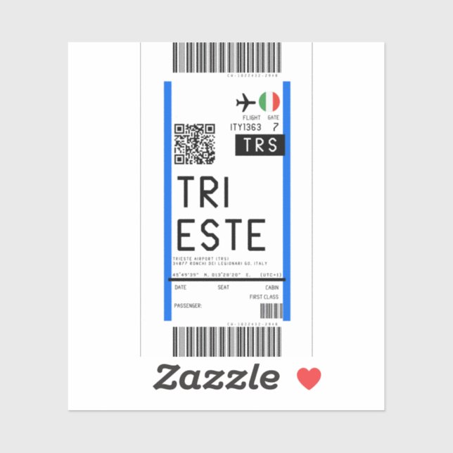 Sticker Passe d'embarquement à Trieste (TRS) (Feuille)