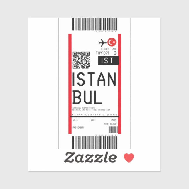 Sticker Passe d'embarquement pour Istanbul (IST) (Feuille)