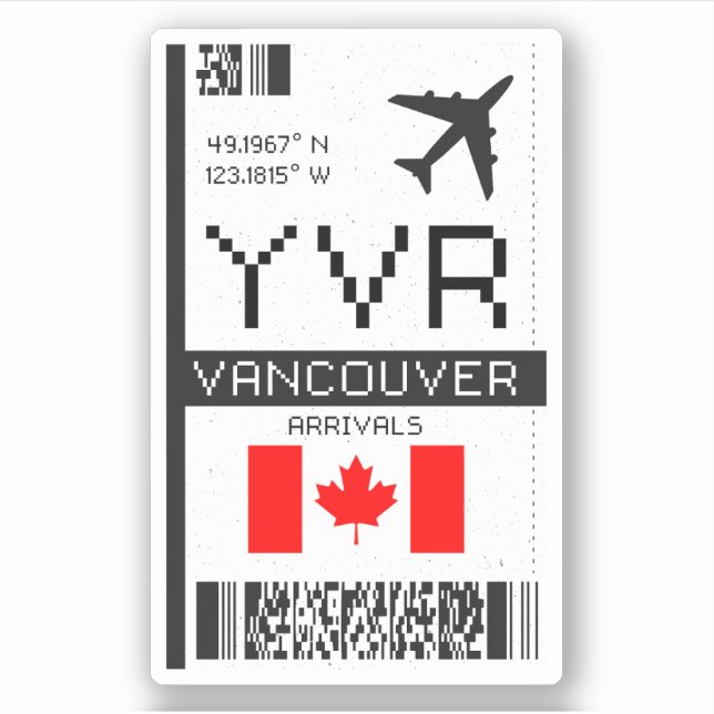 Sticker Passe d'embarquement pour l'aéroport YVR Vancouver (Devant)