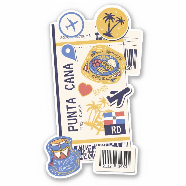 STICKER PASSE D'EMBARQUEMENT PUNTA CANA RÉPUBLIQUE DOMINIC (Devant)