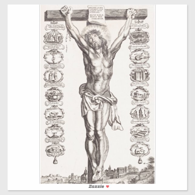 Sticker Passion de Jésus crucifixion du Christ (Feuille)