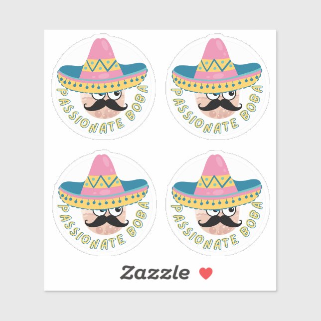 Sticker Passionate Boba- Pack de 4 (Feuille)