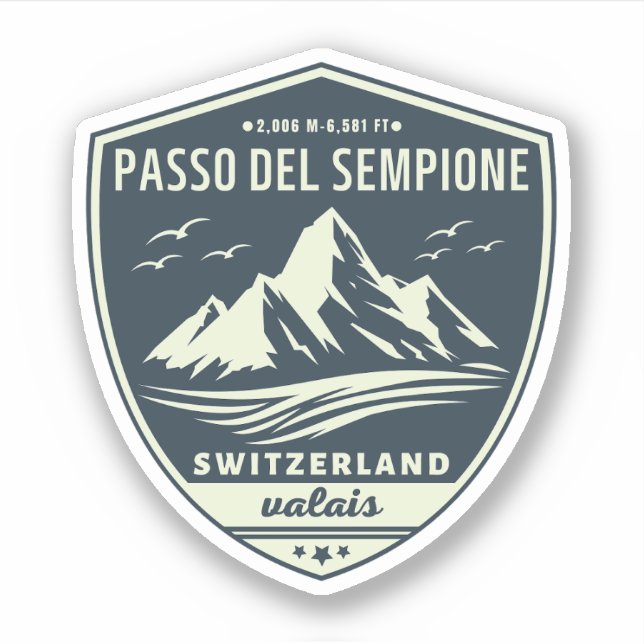 Sticker Passo del Sempione Italie Suisse Montagnes moto (Devant)