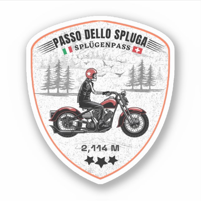 Sticker Passo dello Spluga Italien Suisse Montagnes moto (Devant)