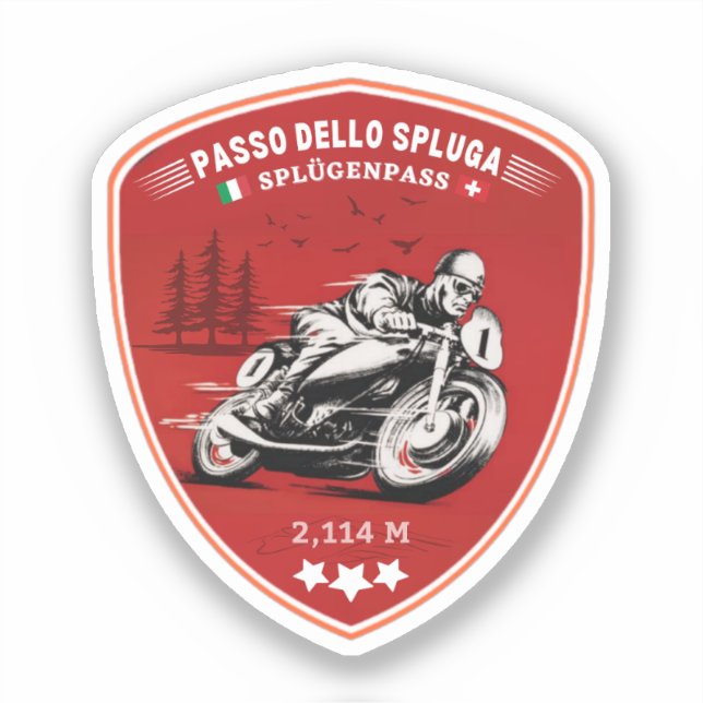 Sticker Passo dello Spluga Italien Suisse Montagnes moto (Recto)