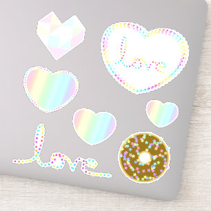 Sticker Pastel Arc-en-ciel esthétique Amour Coeur Designs