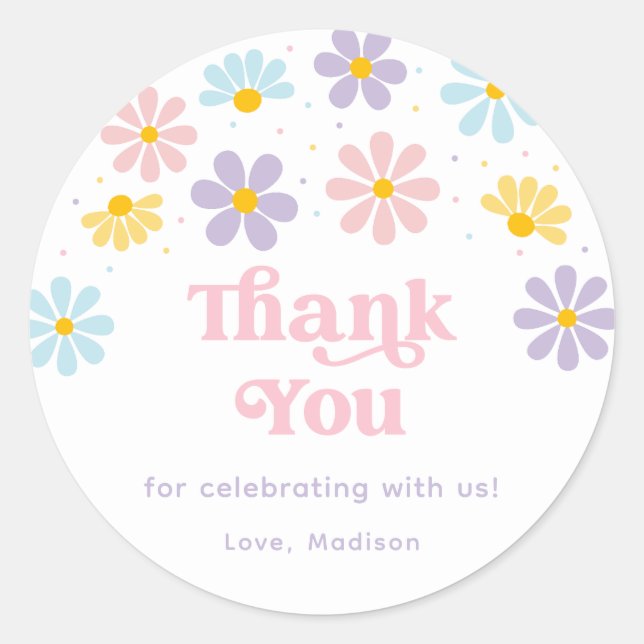Sticker Pastel Daisy Flower Anniversaire Classique (Devant)