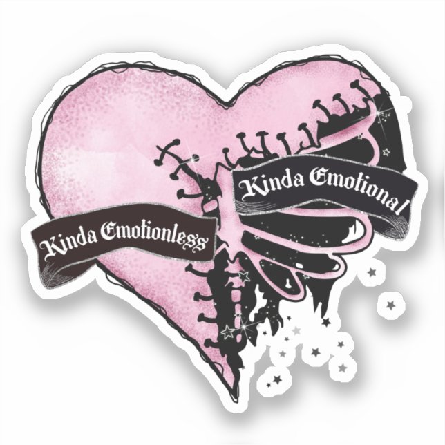 Sticker Pastel Goth Heart | Émotionnel et sans émotion (Recto)