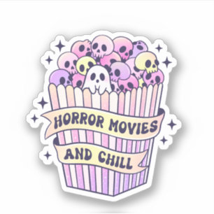 Sticker Pastel Goth Horror Movies & Chill Skuls