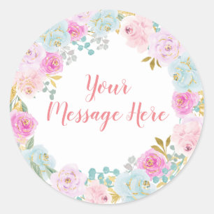 Sticker Pastel Ice Cream Floral Aquarelle Message