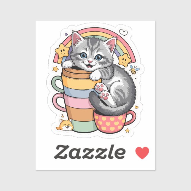 Sticker Pastel Paws & Rainbow Sips (Feuille)