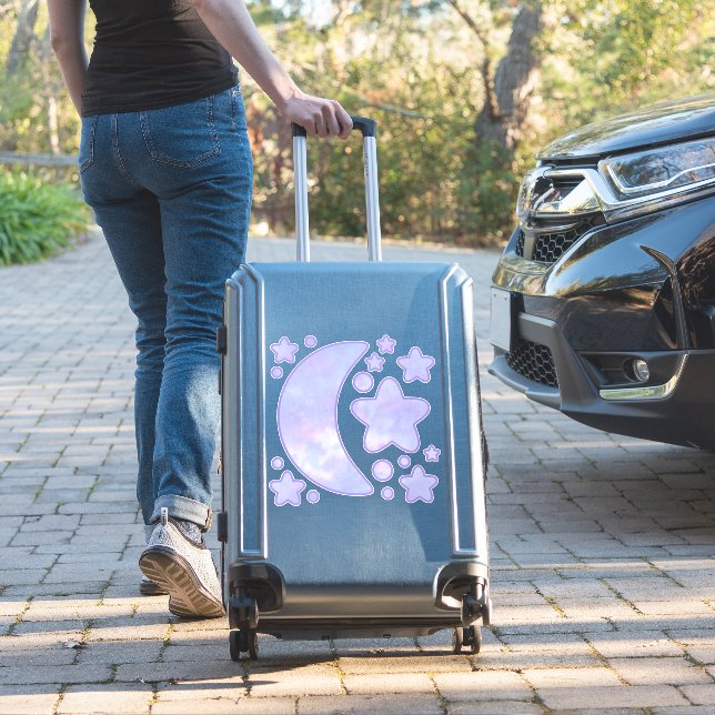 Sticker Pastel Purple Moon et Stars Decal (Valise Insitu)