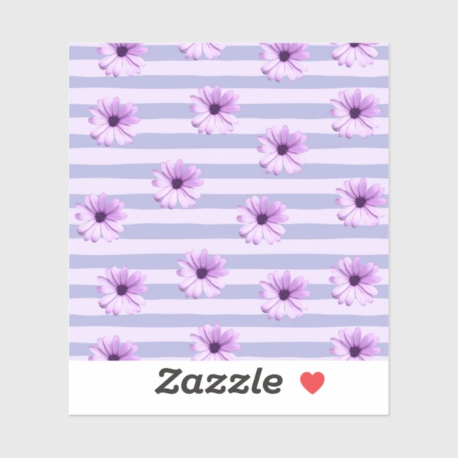 Sticker Pastel rayures motif avec marguerites (Feuille)