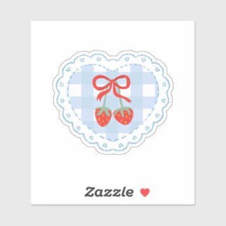 Sticker Patch Ruban Fraise Esthétique Coquette