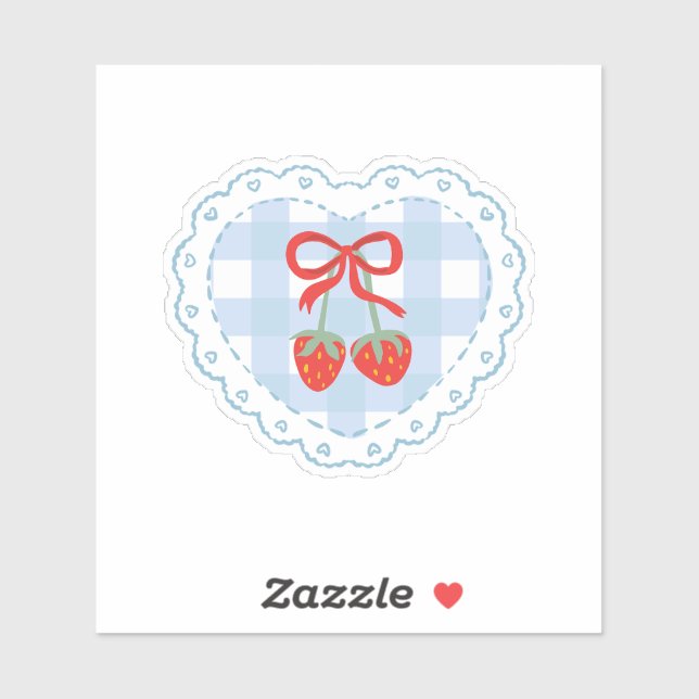Sticker Patch Ruban Fraise Esthétique Coquette  (Feuille)