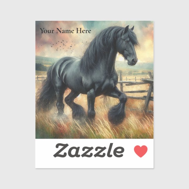 Sticker Pâte de Cheval Frésilien Noir clôtures rustiques (Feuille)