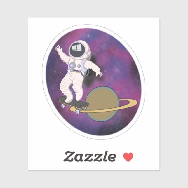 Sticker Patinage d'astronautes dans l'espace (Feuille)