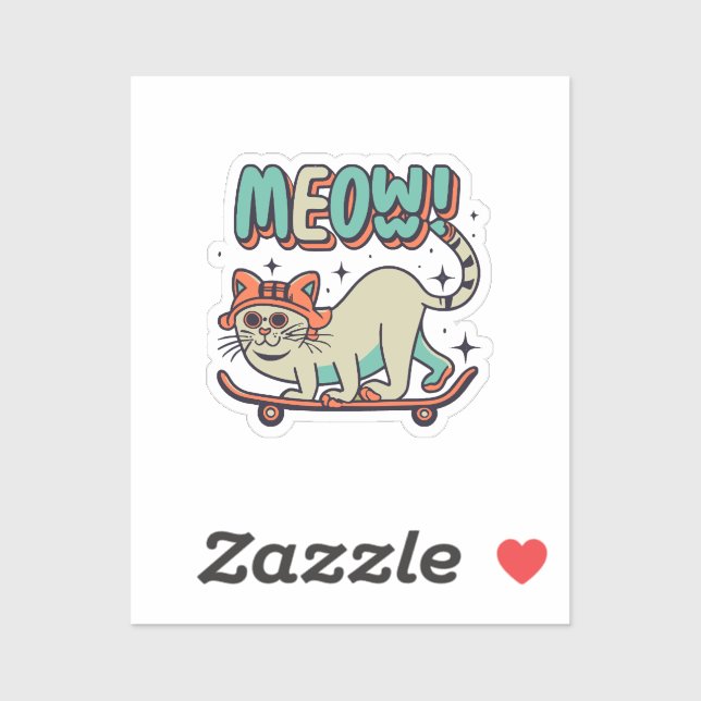 Sticker Patinage de chat Miaou (Feuille)
