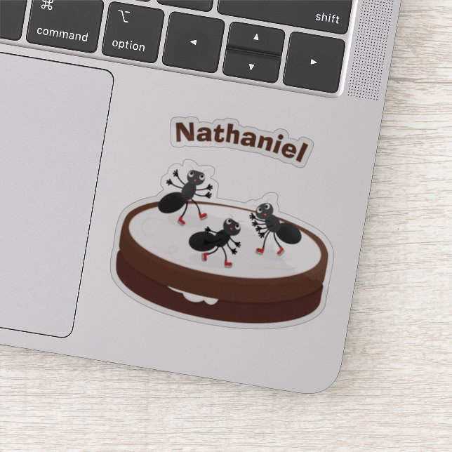 Sticker Patinage sur glace de fourmis joyeuses sur dessin  (Détail)